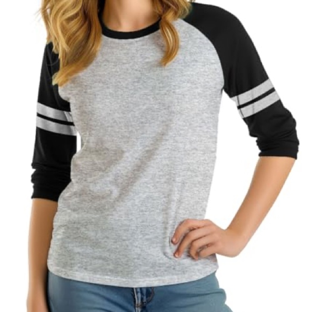 Gray and Black Raglan Sleeve T-Shirt